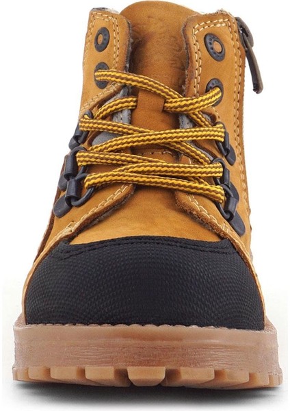 Hakiki Deri Sarı Gri Bağcıklı Fermuarlı Çocuk Bot modelleri