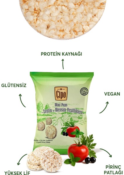 ÇİPO Zeytin ve Mevsim Yeşillikleri Çeşnili Pirinç Patlağı 60 g x 3 Paket (Glütensiz & Vegan) fırsatları