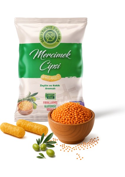 Zeytin ve Kekik Aromalı Mercimek Cipsi 60 g x 3 Paket (Glütensiz & Vegan) modelleri