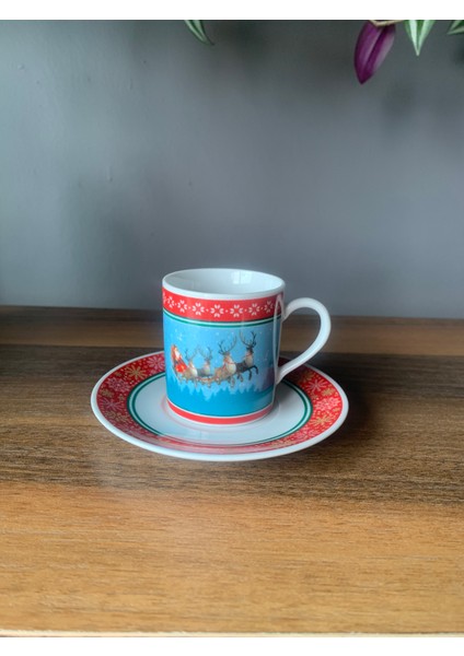 Yeni Yıl-Noel Baba Geyik Model 12 Parça 6 Kişilik Porselen Türk Kahvesi Fincan Takımı fiyatları