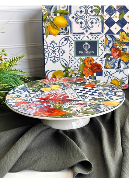 Italy Garden Ayaklı Kek Standı Yuvarlak