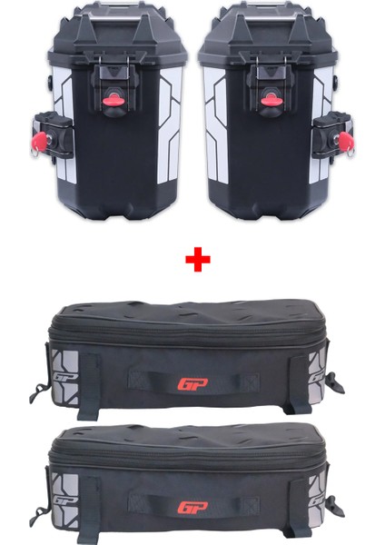 Universal 26 Lt x 2 Plastik ve Kumaş Motosiklet Yan Çanta Seti Siyah