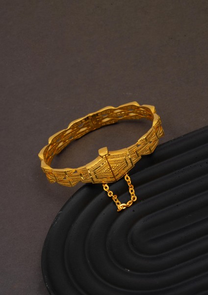 Tokalı Hint Işlemeli 14 Ayar Altın Kelepçe Bilezik modelleri