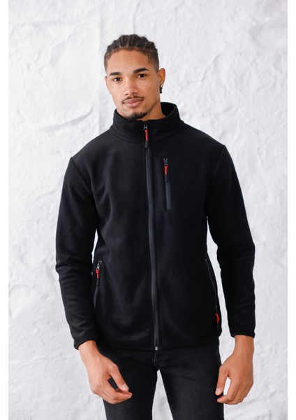 Erkek Biyeli Fermuarlı Spor Polar Ceket