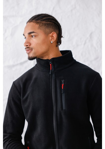 Erkek Biyeli Fermuarlı Spor Polar Ceket