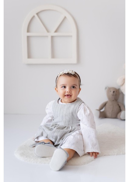 Kız Bebek Dokuma Elbise ve Gömlek Takım - Gri fiyatları