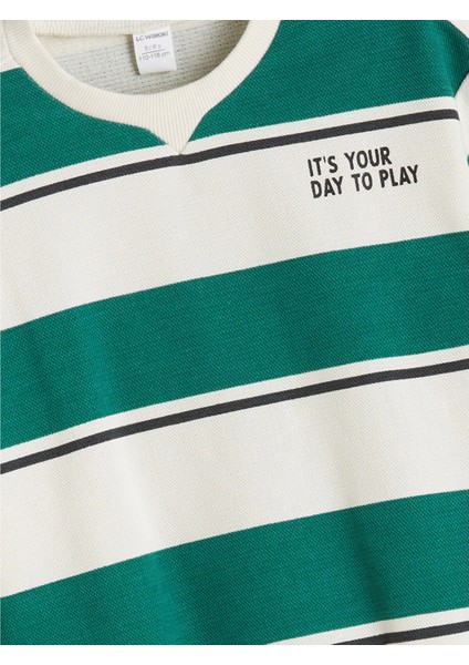 Lcw Kids Bej Bisiklet Yaka Çizgili Erkek Çocuk Sweatshirt fiyatları