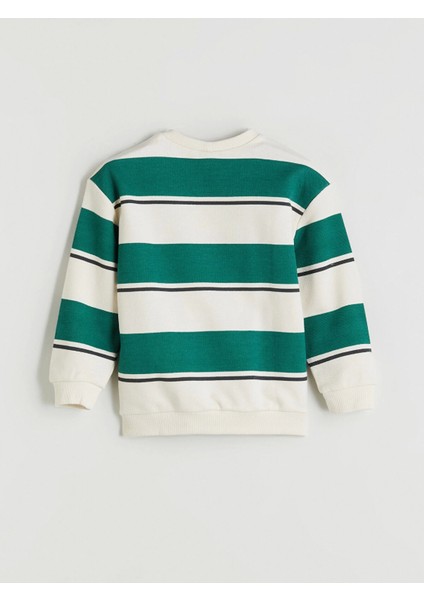 Lcw Kids Bej Bisiklet Yaka Çizgili Erkek Çocuk Sweatshirt modelleri