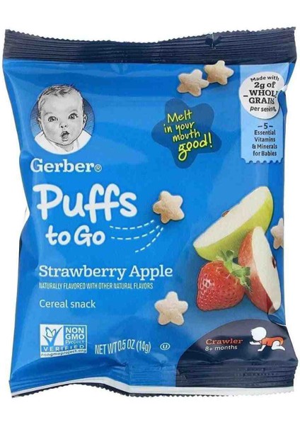 Puffsto Go-Strawberry Apple Atıştırmalık (Seyahat Boyu-14 Gr)