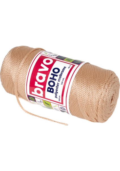 Boho Polyester Makrome İplik 200 gr 230 Metre 4 mm (Renk Kodu: 33) Kamel