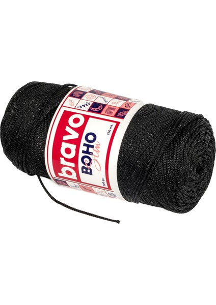 Boho Simli Polyester Makrome İplik 200 gr 270 Metre (Renk Kodu: 270S) Siyah