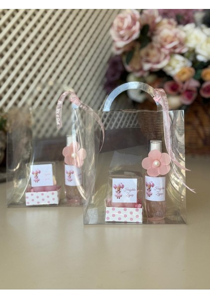 Hediyelik Çantalı Kolonya ve Mum Seti 10 Adet (Bebek Doğum ve Doğum Günü) modelleri