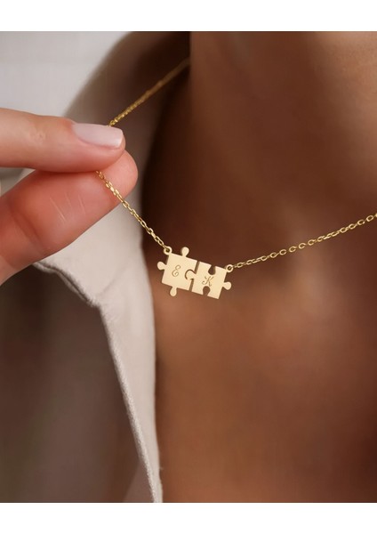 925 Gümüş | Çift Yapbozlu Kolyeye Istediğin Harfi Yazdır fiyatları