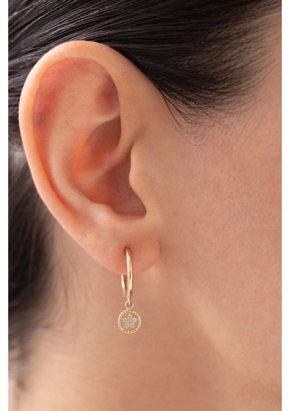 Taşlı Charm Sallantılı 14 Ayar Altın Küpe fiyatları