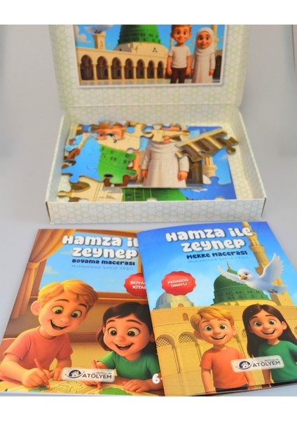 Mescid-I Nebevi 54 Parça Çocuk Puzzle – Hikâye Kitabı ve Boyama Kitabı Hediyeli, Özel Kutulu