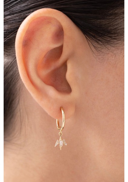 Taşlı Melekli 14 Ayar Altın Halka Küpe fiyatları