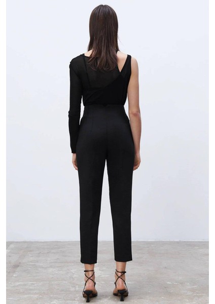 Siyah Önü Biyeli Yüksek Bel Kadın Pantolon MG2425 modelleri