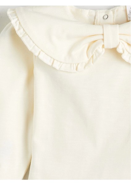 Lcw Baby Ekru Bebe Yaka Kız Bebek Sweatshirt ve Tayt 2'li