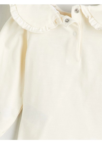 Lcw Baby Ekru Bebe Yaka Kız Bebek Sweatshirt ve Tayt 2'li