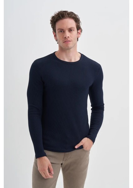 Waffle Rahat Kumaş %100 Pamuklu Slim Fit SWEATSHIRT-51640 fiyatları