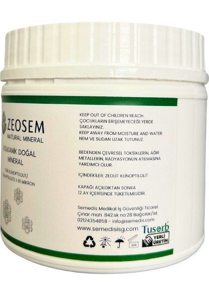 Zeosem Zeolit /klinoptilolit Mha Aktif Ultra Mikronize 1-10 Mikron Toz 300GR modelleri