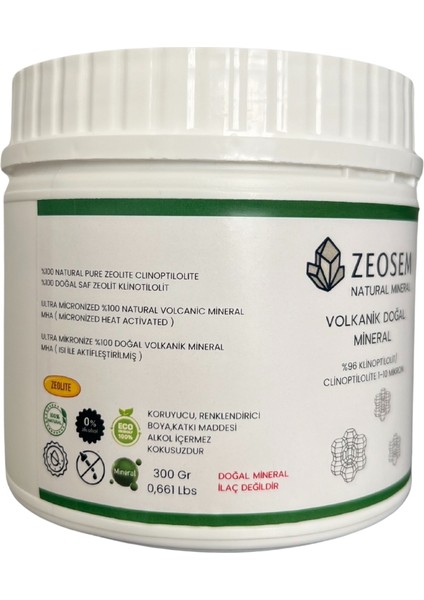 Zeosem Zeolit /klinoptilolit Mha Aktif Ultra Mikronize 1-10 Mikron Toz 300GR fırsatları