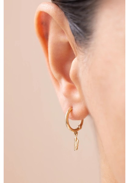 Halka Model Melek Figürlü Taşlı 14 Ayar Altın Küpe fiyatları