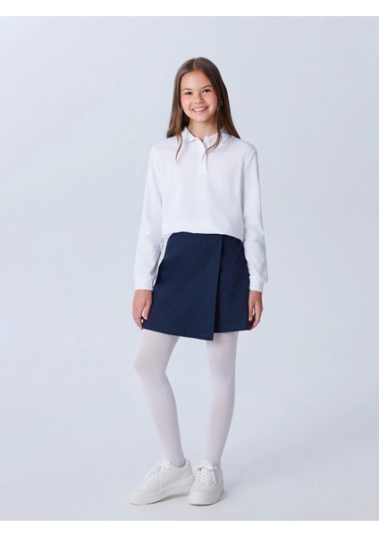 Lcw Kids Lacivert Basic Gabardin Kız Çocuk Şort Etek