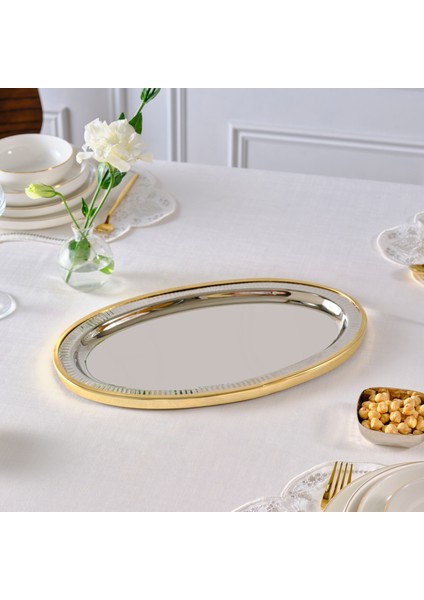 Ring Dekoratif Gold Tepsi 39X23 cm