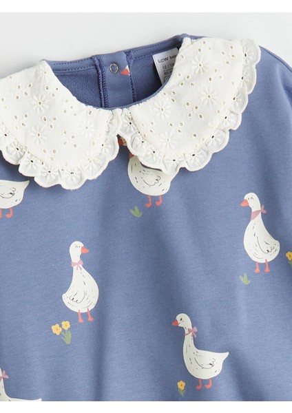 Lcw Baby Indigo Bebe Yaka Kız Bebek Sweatshirt ve Tayt 2'li modelleri