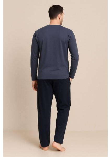 Erkek 6150-21 Uzun Kol % 100 Pamuk Pijama Takımı Füme fiyatları