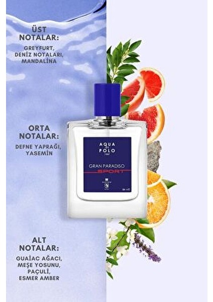 Gran Paradiso Sport 50 ml EDP Erkek Parfüm Seti Hediye İçin Uygun Fırtınalı ve Ferah