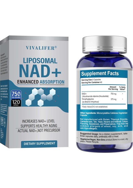 Nad+ & Resveratrol 750 Mg 120 Capsules. Usa Menşei fiyatları