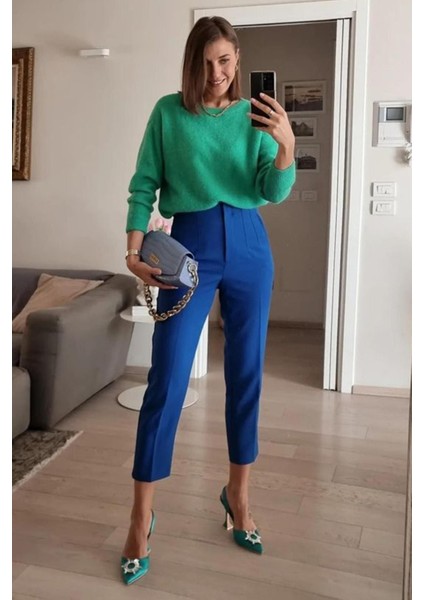 Saks Önü Biyeli Yüksek Bel Kadın Pantolon MG2425