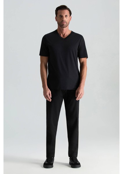 Supima Pamuk V Yaka Tencel Siyah T-Shirt fiyatları