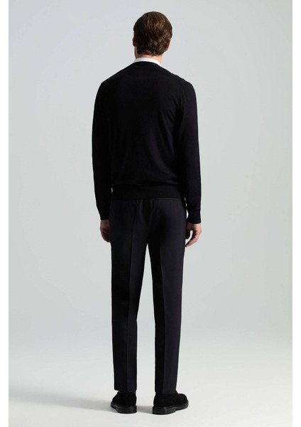 Merino Yün Ipek Karışım Örgü Desenli Siyah Düğmeli Hırka indirimleri