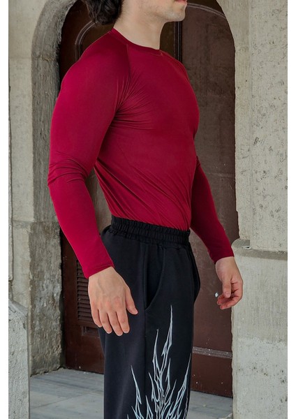 Basic Uzun Kollu Compression T-Shirt (Bordo) fiyatları