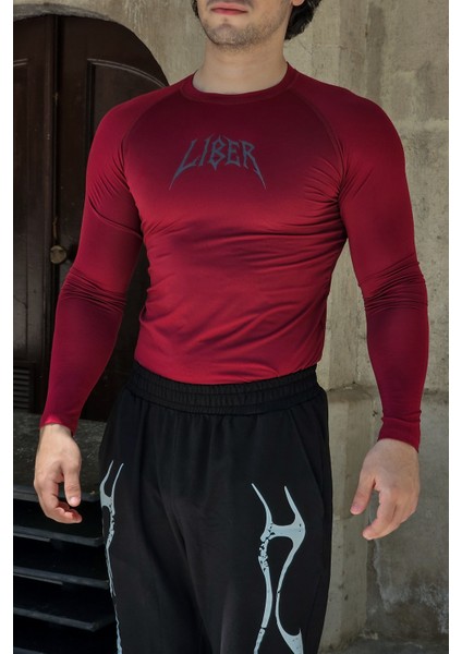 Cyber Bones - Uzun Kollu Compression T-Shirt (Bordo) fiyatları