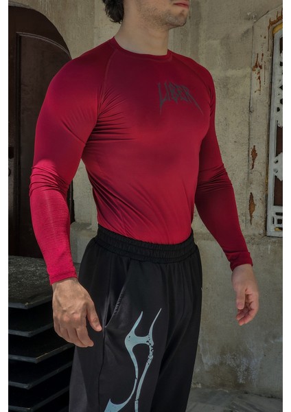 Cyber Bones - Uzun Kollu Compression T-Shirt (Bordo) modelleri