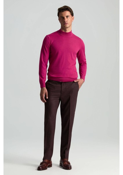 Merino Yünü Yarım Balıkçı Yaka Fuşya Triko fiyatları