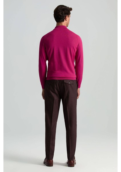 Merino Yünü Yarım Balıkçı Yaka Fuşya Triko indirimleri