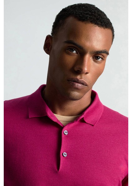 Merino Yünü Polo Yaka Fuşya Triko fiyatları