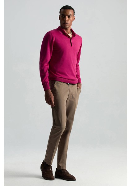 Merino Yünü Polo Yaka Fuşya Triko indirimleri
