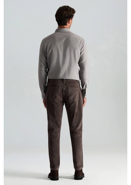 Pamuk Karışım 5 Cep Koyu Kahverengi Kadife Pantolon modelleri