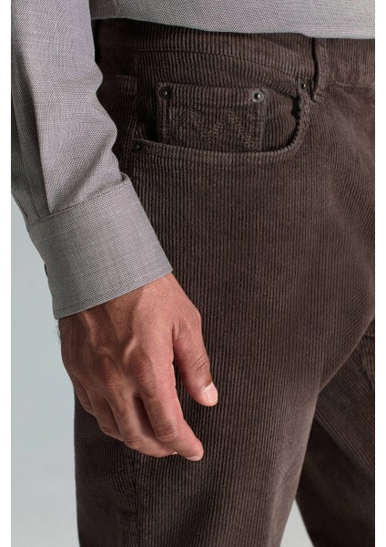 Pamuk Karışım 5 Cep Koyu Kahverengi Kadife Pantolon indirimleri