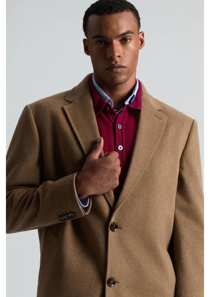 Italyan Saf Yün Tütün Rengi Palto fiyatları