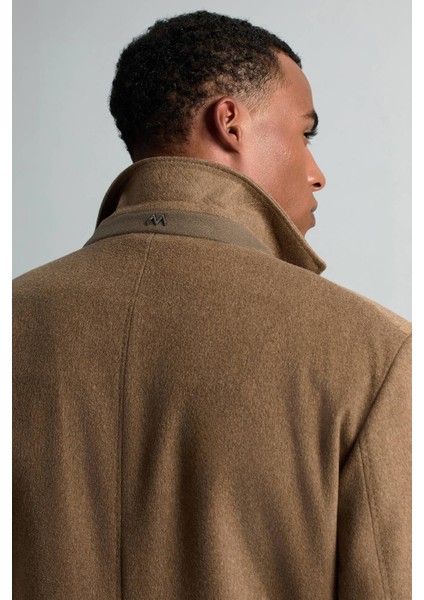 Italyan Saf Yün Tütün Rengi Palto modelleri