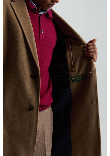 Italyan Saf Yün Tütün Rengi Palto fırsatları