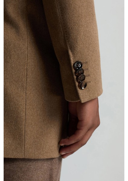 Italyan Saf Yün Tütün Rengi Palto indirimleri