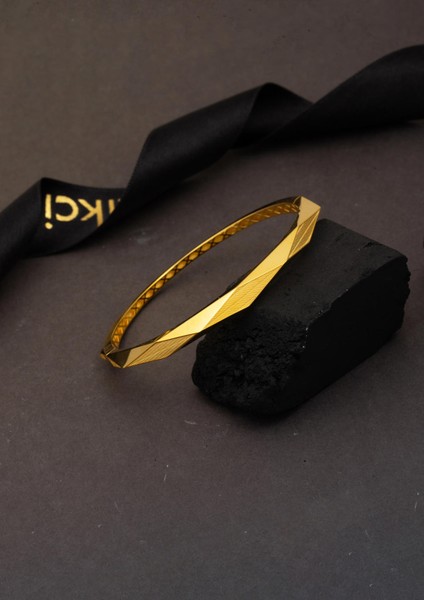 Hasır Desenli 14 Ayar Altın Kelepçe Bilezik modelleri